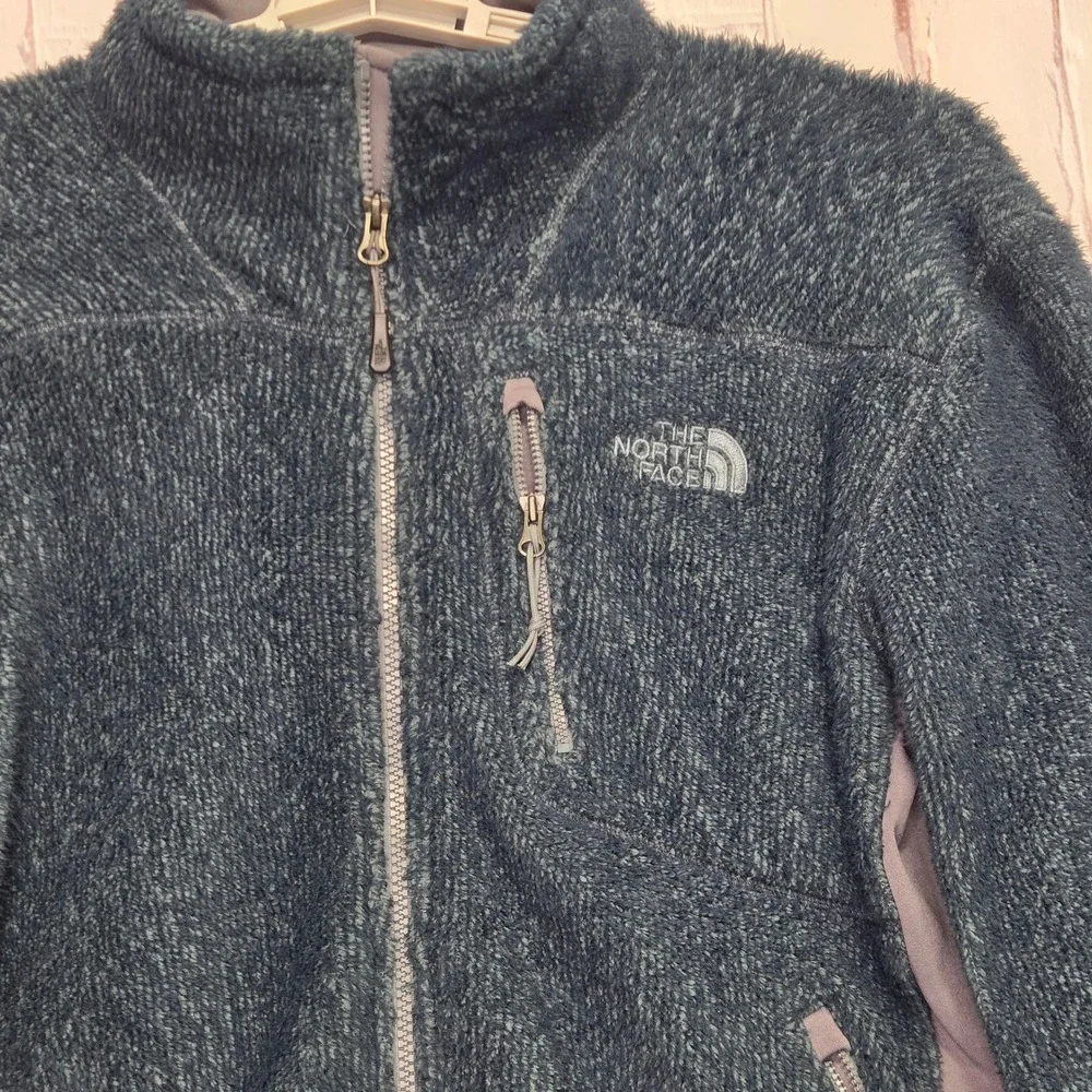 The North Face Fleece Jacket Polartec Full Zip Mock Neck Warm Blue Mens Medium